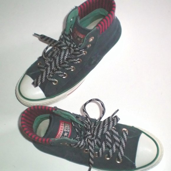 Converse Hi Top Navy Blue Suede with Red Blue Stri - Picture 4 of 4